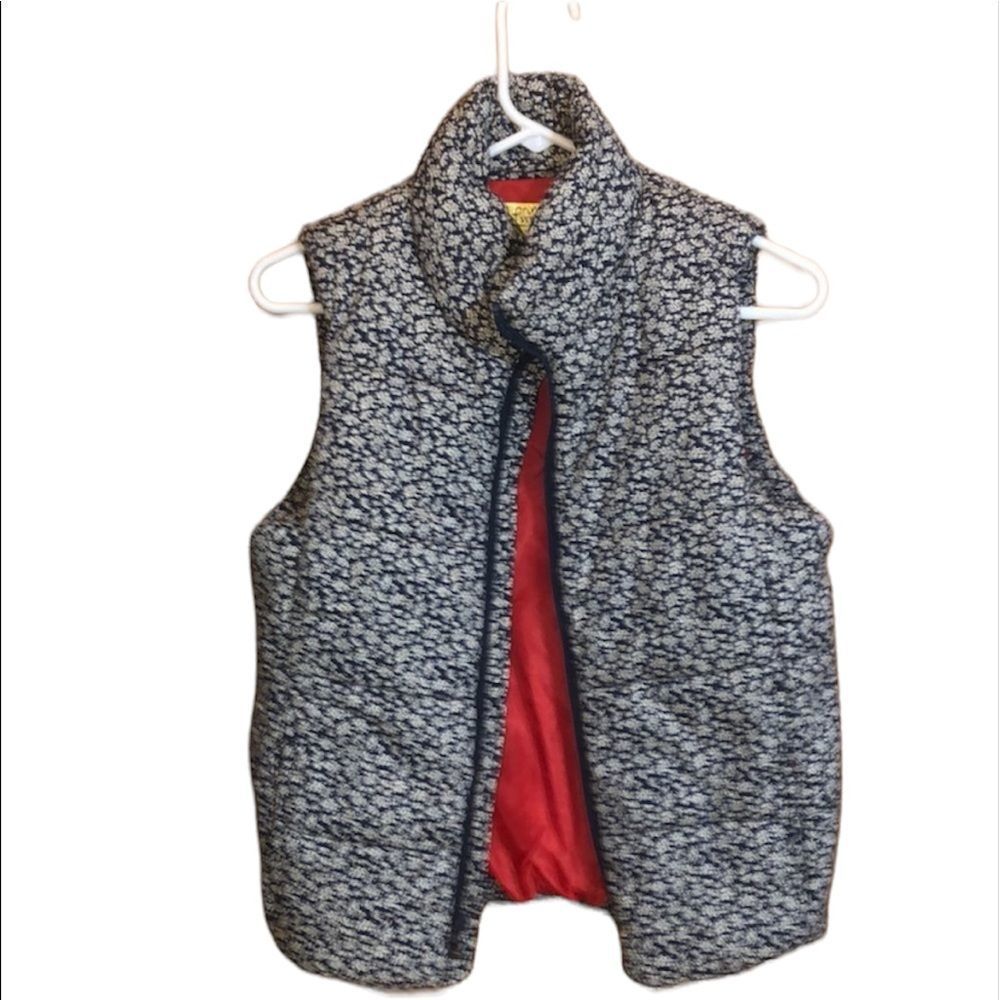 #38•PRINCESS VERA WANG• NAVY/IVORY FLORAL PUFFER VEST SIZE SMALL - Picture 1 of 7